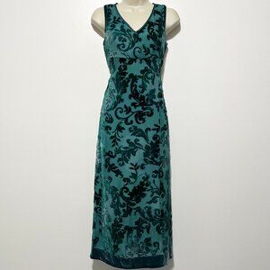 Garnet Hill Womens Burnout Velvet Babydoll Maxi Dress 4P Fairy Whimsigoth Siren